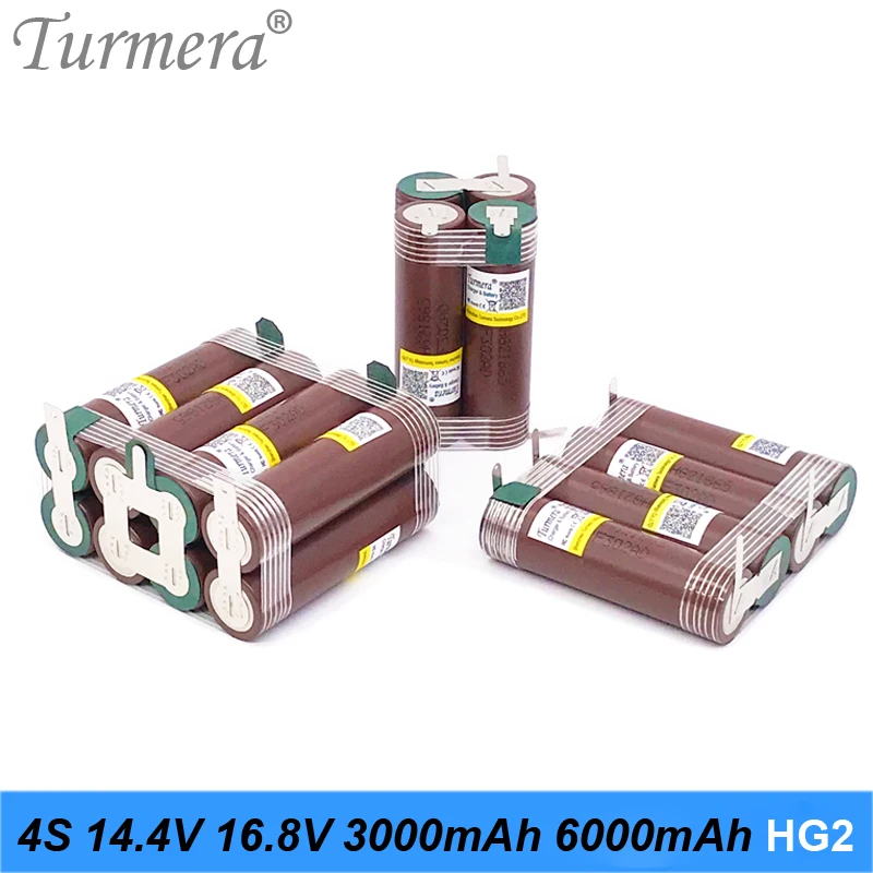 

Turmera 4S 14,4 V 16,8 V 18650 HG2 3000mAh 6000mAh литиевая батарея 30A полоски для пайки для отвертки аккумулятор Shurika настроить