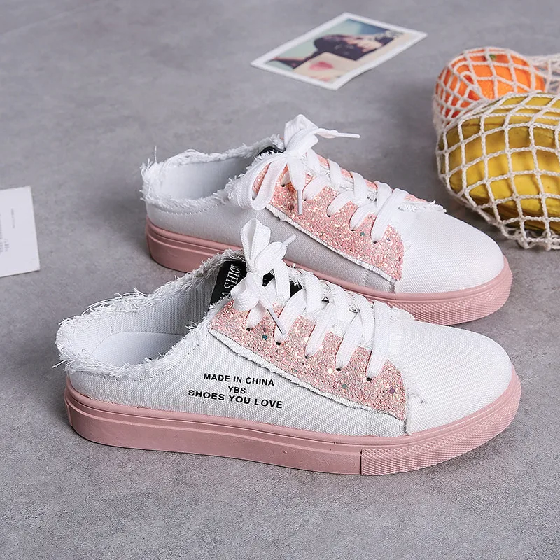 YeddaMavis Розовая женская обувь Женская полотняная с подошвой из вулканизированной