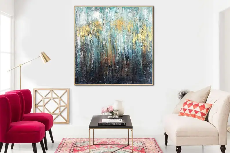 

Large Abstract Painting Gold Leaf Painting Modern Painting Acrylic Paintings On Canvas Abstract Texture Painting For Living room