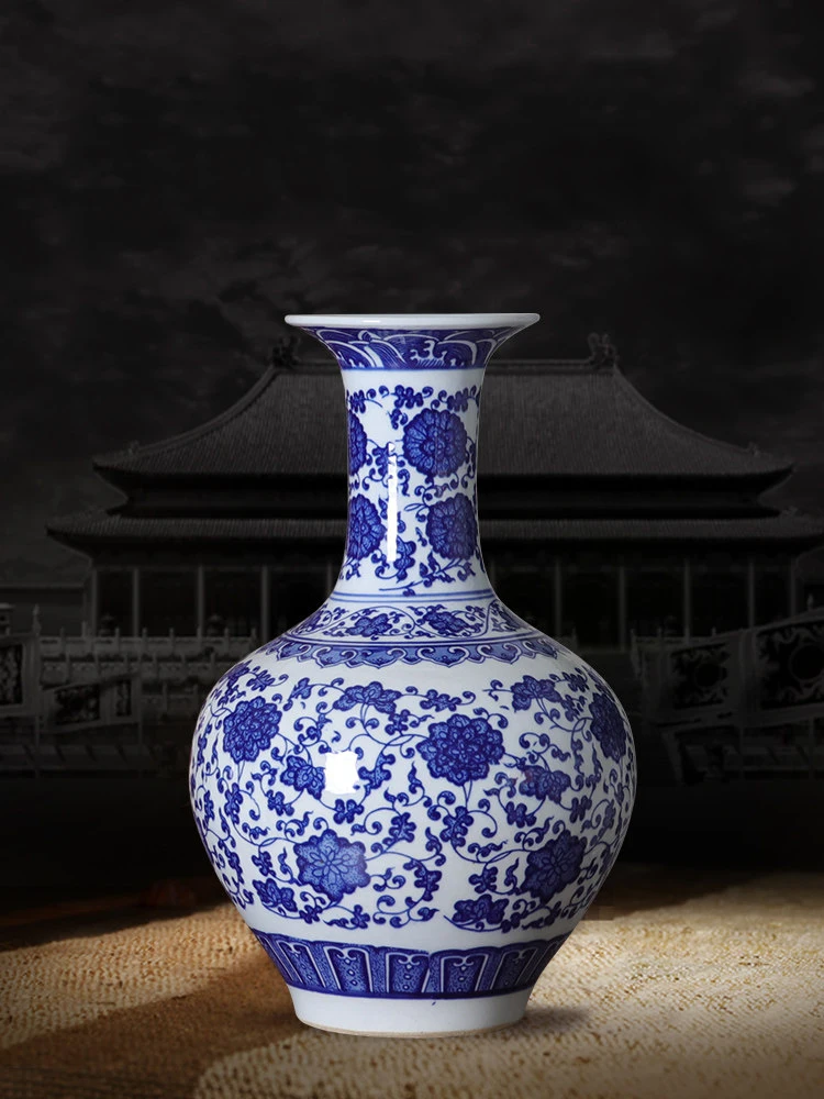 Китайский Цзиндэчжэнь сине-белая керамическая ваза фарфоровое украшение дома