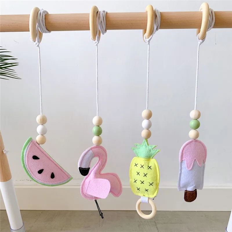 Nordic Baby Gym Play Nursery Sensory Ring-pull Toys Wooden Fitness Rack Hanging Decoration Ornament Kids Room Decor Accessories