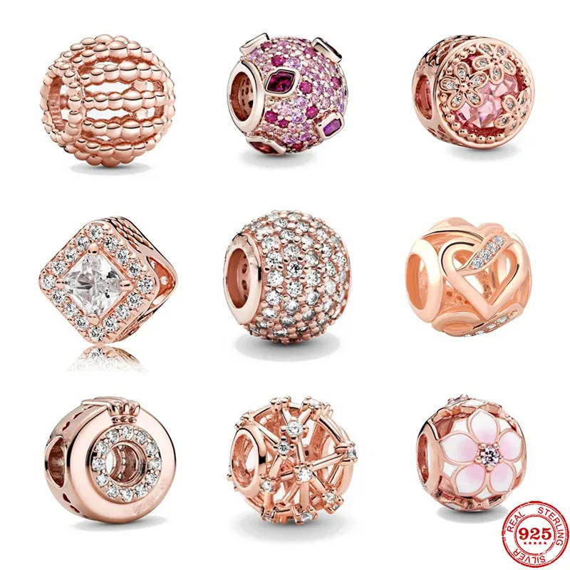 Новинка оригинальные ажурные розовые Блестящие Розовые цветы подвески серебро