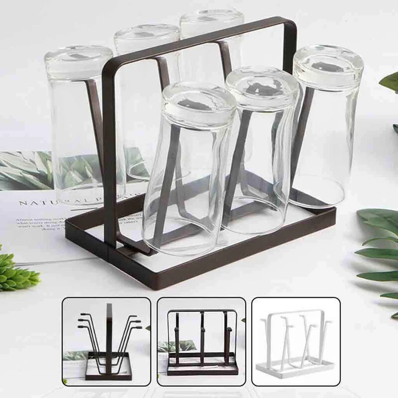 

Kitchen Utensils Wrought Iron Cup Holder Creative Household Drain Cup Shelf For Kitchen Cup Storage Rack Hanging Drainer Storage