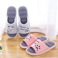 women slippers soft home flat cat cotton woman shoes warm ladies fashion house shoes floor female couple style indoor spring