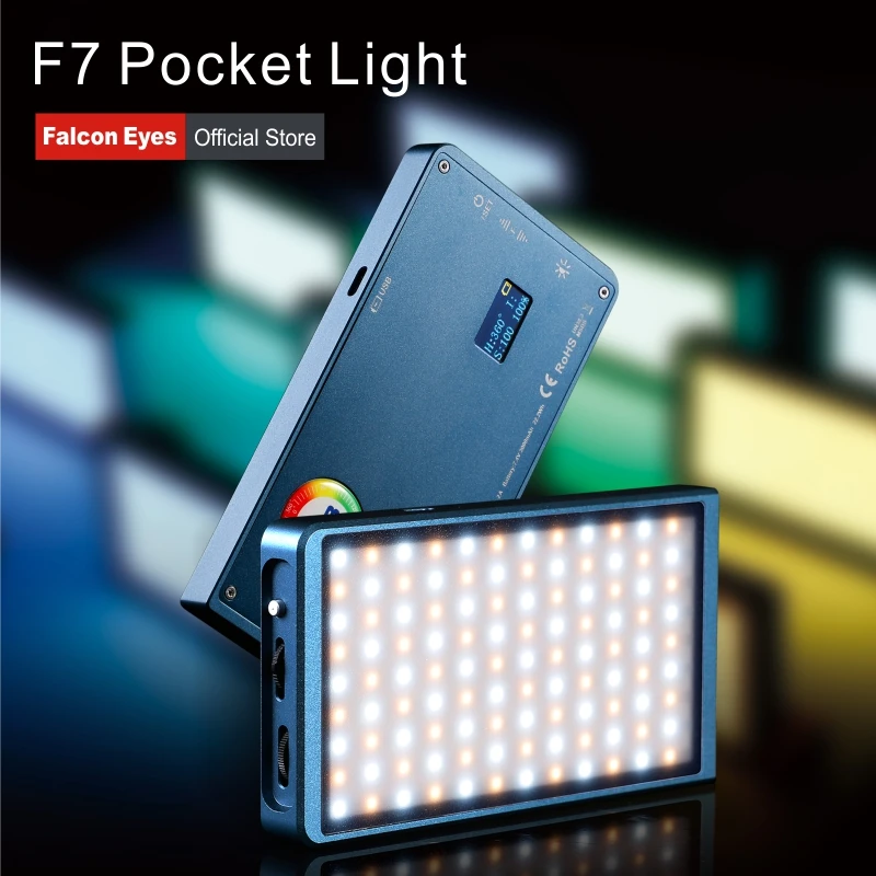 

FalconEyes 12W RGB LED Mini Pocket On Camera Light With 16 Special-Effects Modes Portable For Video/Photo/Product Photography F7