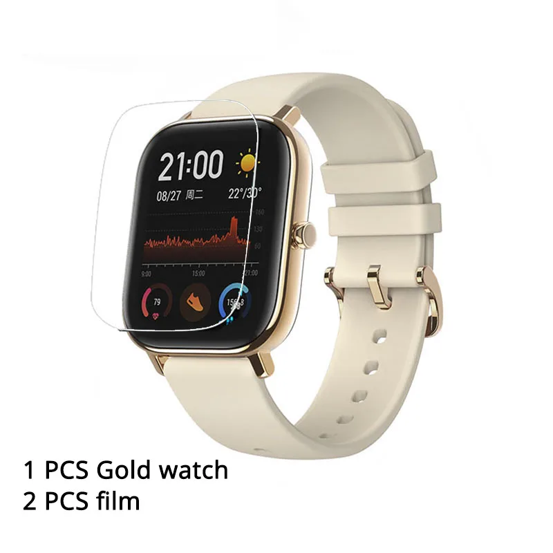 Gold N 2 film Новая глобальная версия Amazfit GTS Смарт-часы 1,6" AMOLED 5 ATM водонепроницаемый 14 дней Срок службы батареи 12 спортивных режимов Bluetooth часы - Цвет: Gold N 2 film