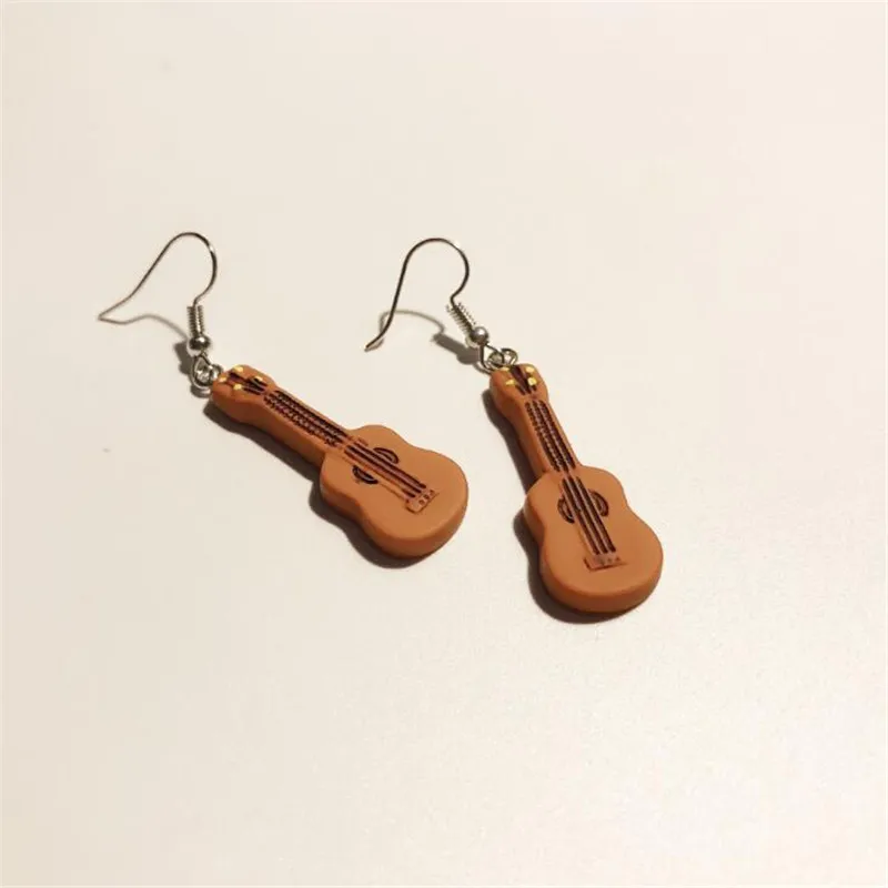 1 пара ручная работа забавные серьги для гитары висячие женщин брендовые