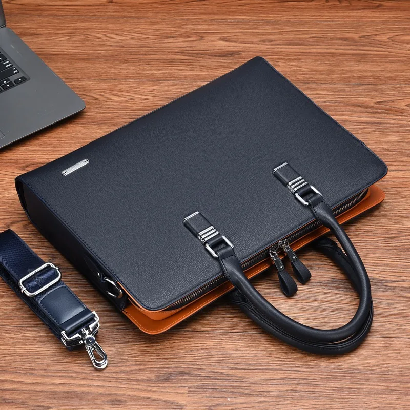 Men's Fashion Business Briefcase Leather Shoulder Bag For Male 14 15 inch Laptop Travel Large Capacity Handbag Messenger Bags
