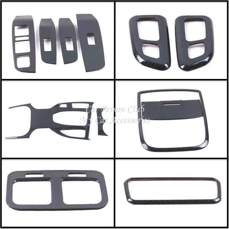 

For Haval F7 F7X 2019-2021 Carbon Fiber Stainless Gear Water Cup Handle Cover Door Lift Switch Trims Inner Sticker Car Accessory