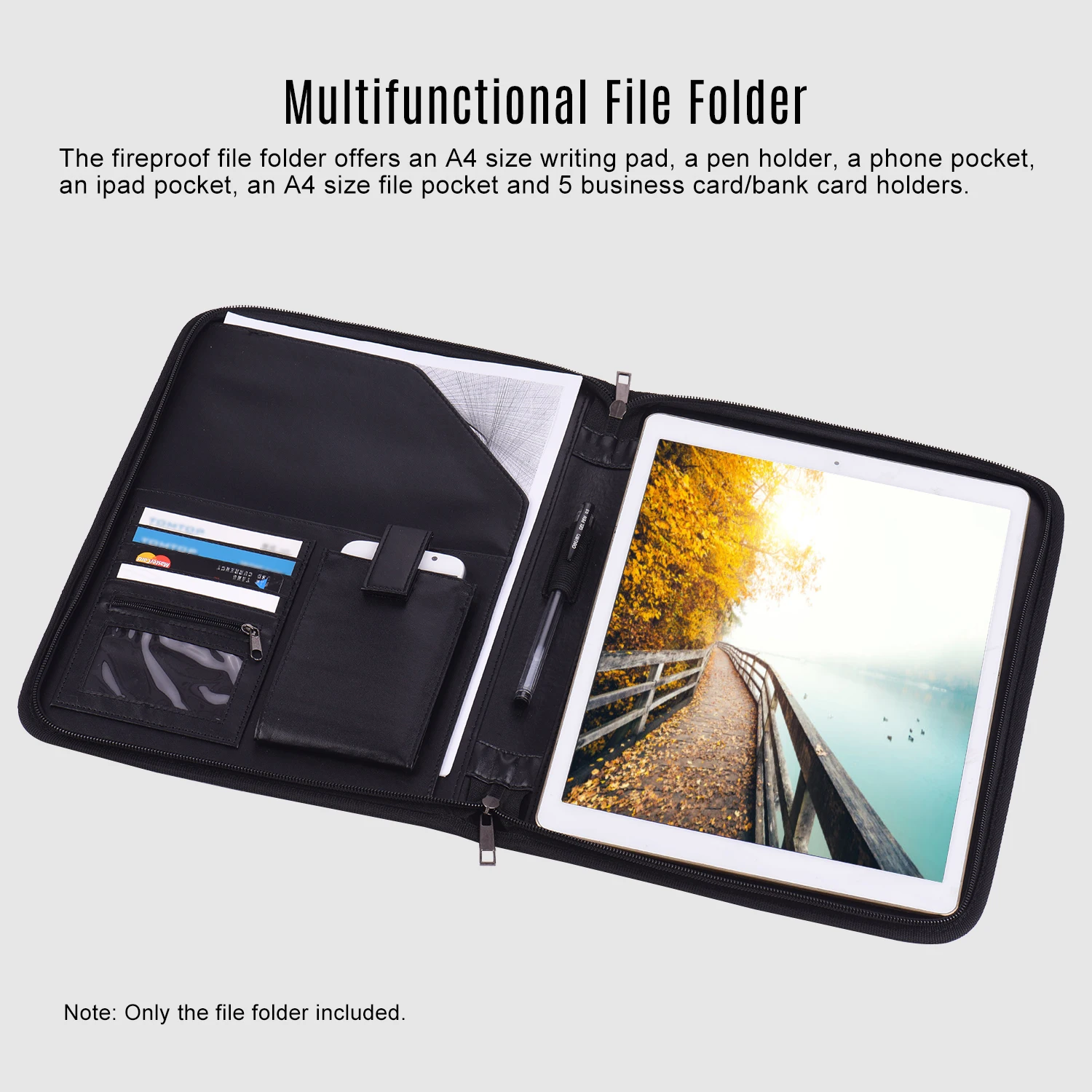 Пожаробезопасный деловой органайзер для файлов папок блокнотов на молнии с