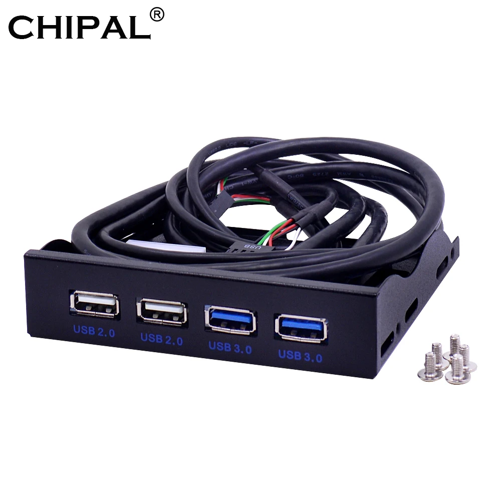 

CHIPAL 4 Ports USB 2.0 USB 3.0 Front Panel Hub USB3.0 Splitter Internal Combo Bracket Adapter for PC Desktop 3.5 Inch Floppy Bay