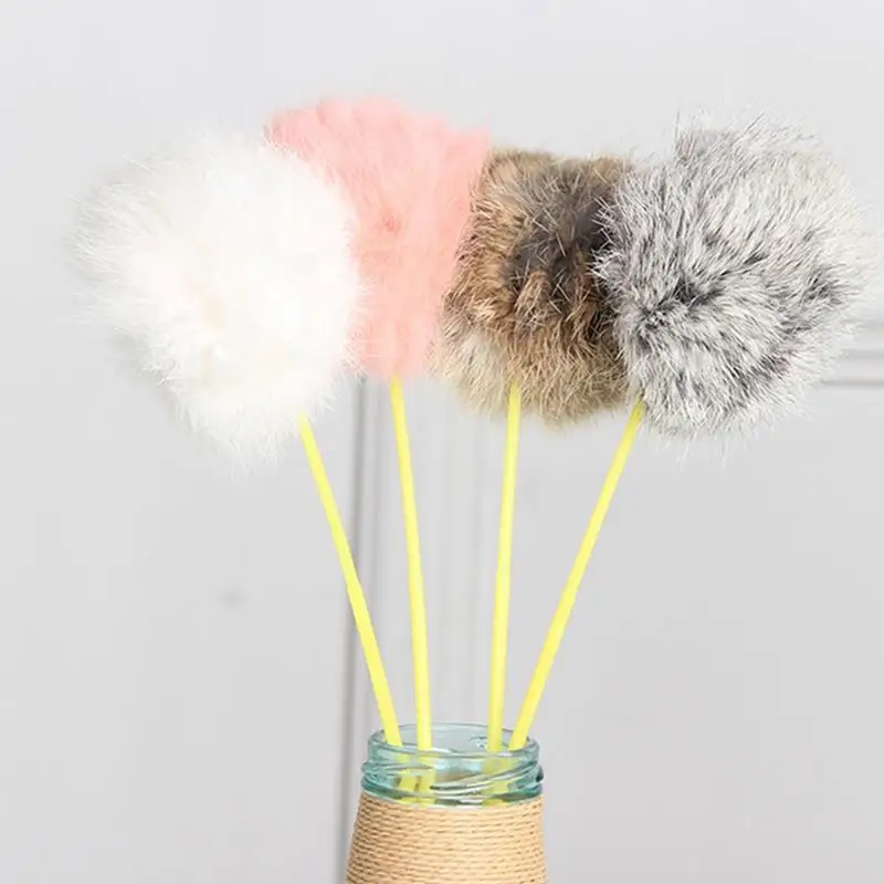 

2021 New Interactive Cat Toys Wand Funny Kittens Teasing Toy Plush Soft Artificial Fluffy Fur Cat Teaser Toys Pet Cats Supplies