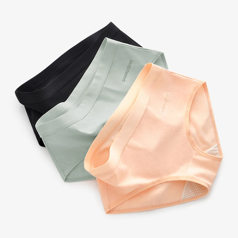 

2021 Women's Underwear 50S Cotton Panty Middle Waist Female Underpants Sexy Panties Solid Color Briefs Intimates Women Lingerie