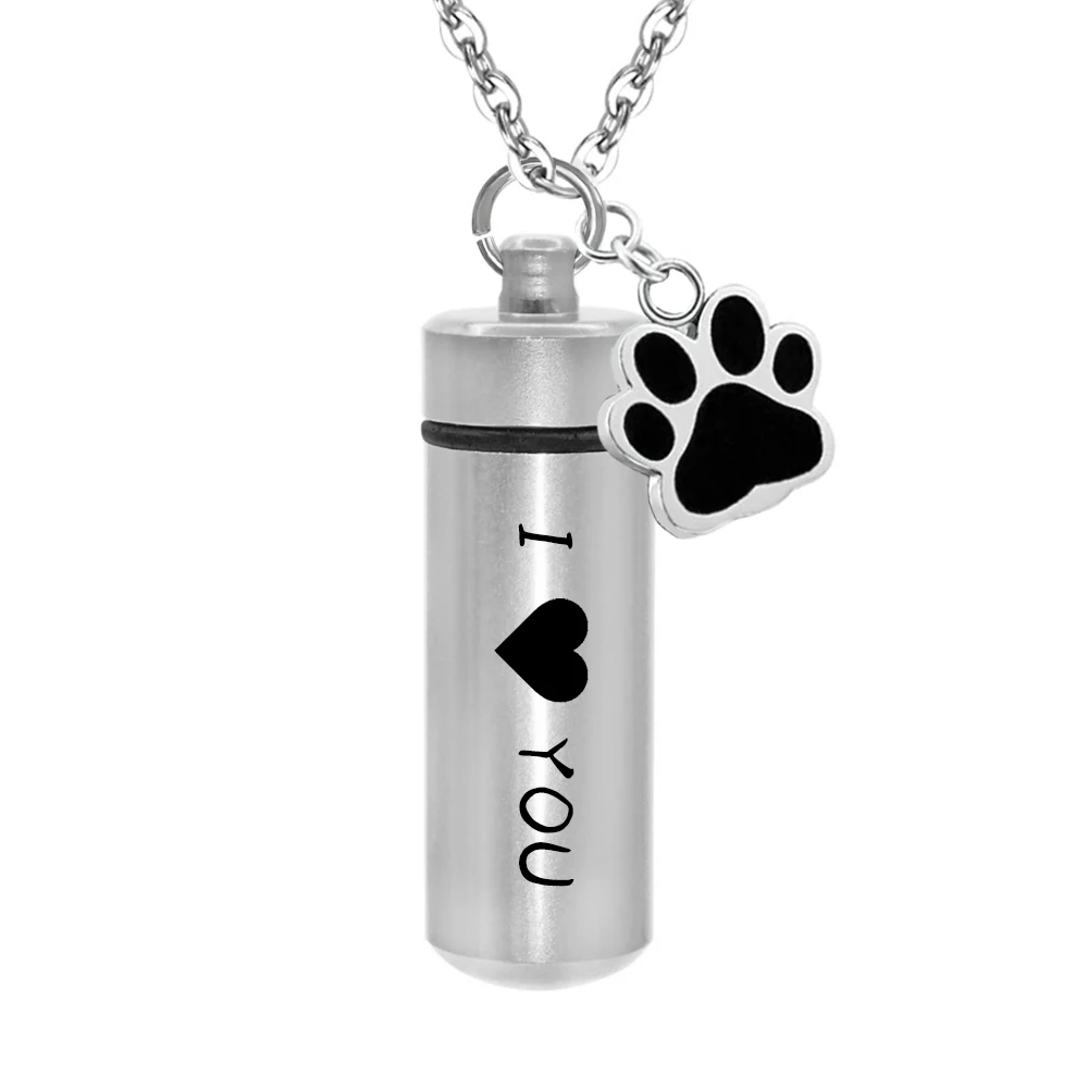 Прекрасный Pet Paw ЦИЛИНДР ожерелье для кремации ювелирные изделия держатель праха