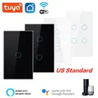 Умный Wi-Fi сенсорный выключатель с нейтральным проводом, требуемый для умного дома, переключатель света на 1234 клавиши, США, 220 В, поддержка очков, Alexa Tuya Smart Life