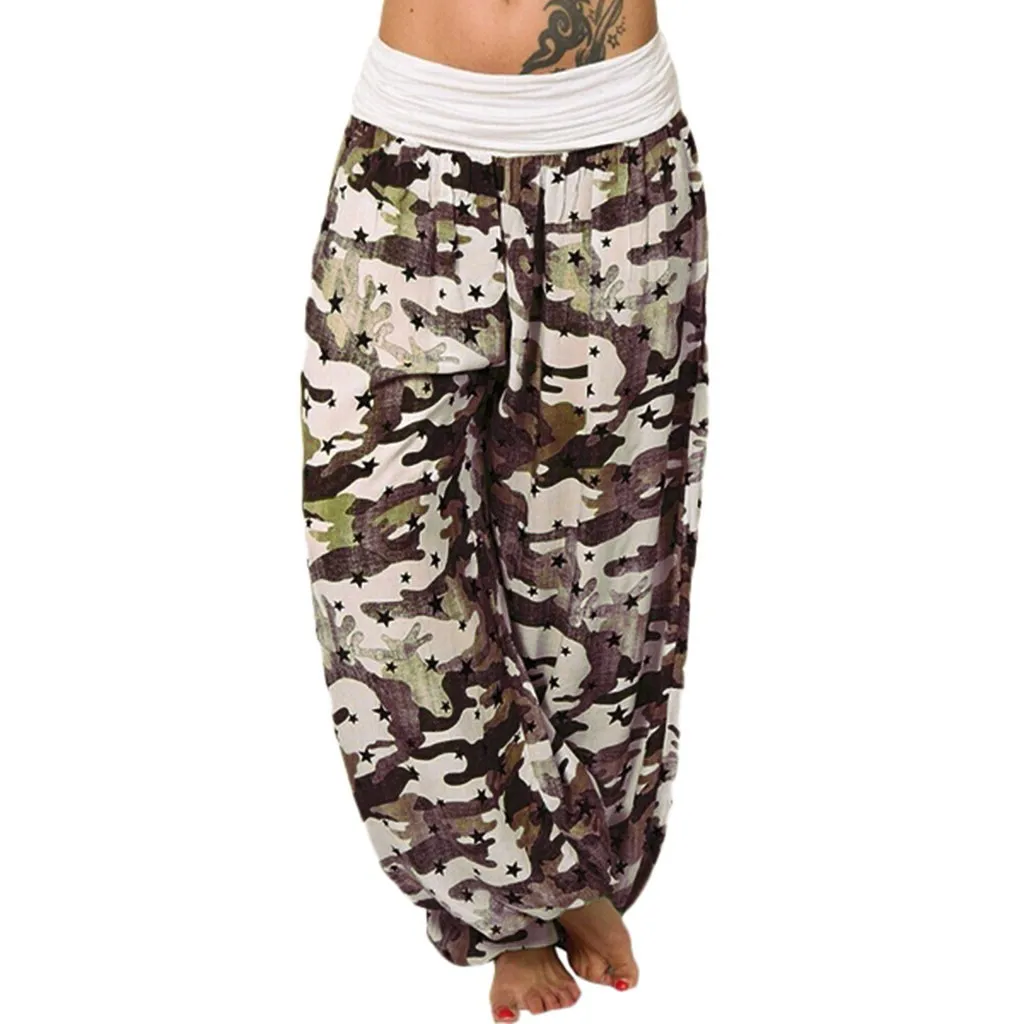 Шаровары в индийском стиле женские камуфляжные Мешковатые Свободные удобные