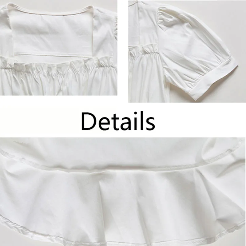 

Puff Sleeve Dress Women Summer Ruffles Solid Lovely Mini Design Elegant College Fashion Korean Style Hot Sale Street Vestidos