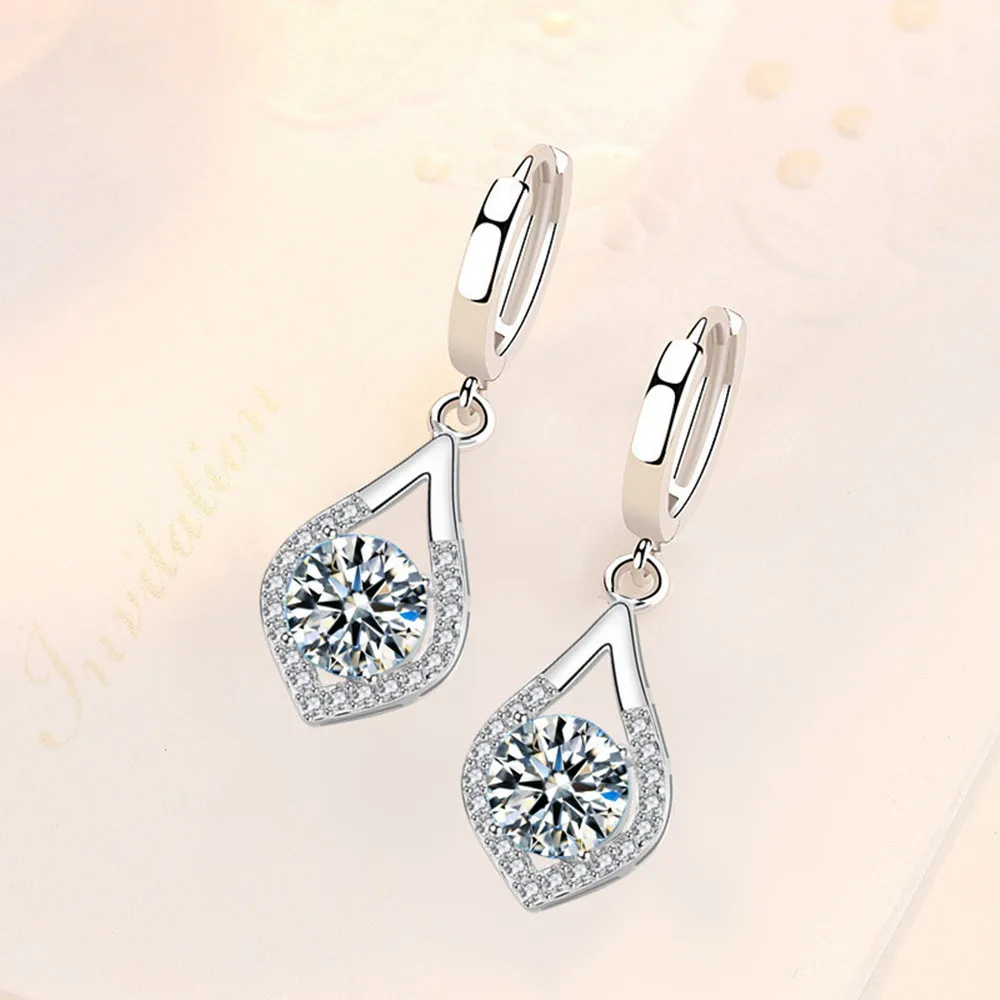 

NEHZY 925 sterling silver new women's fashion jewelry earrings high quality blue crystal zircon drop heart-shaped long earrings