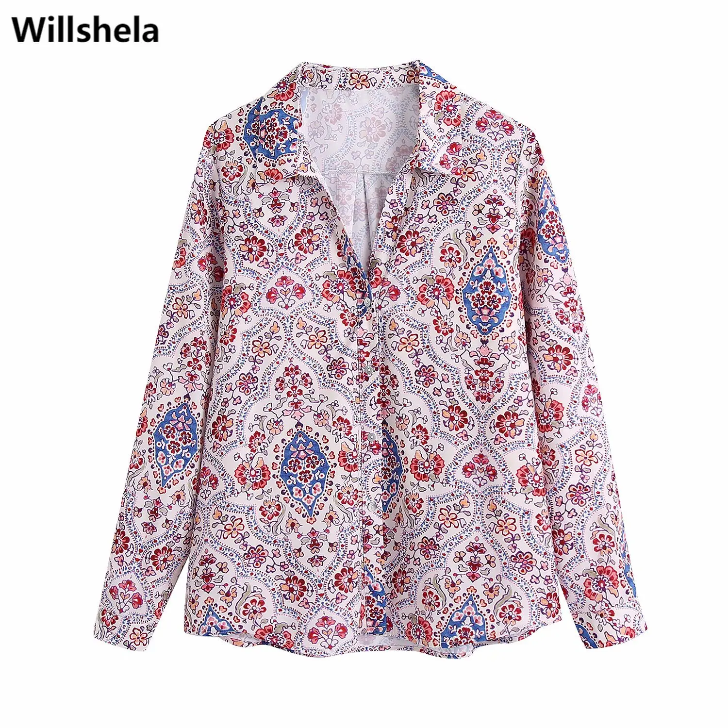 

2021 Женская модная однобортная блузка с принтом, с длинным рукавом, с отворотом, винтажные женские рубашки, шикарные топы