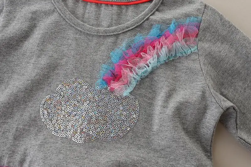 SAILEROAD 2-7 Y Girls Rainbow Dresses Children Long Sleeve Outfit Baby Girl Princess Dress Autumn Cotton Kids Suits | Детская одежда и