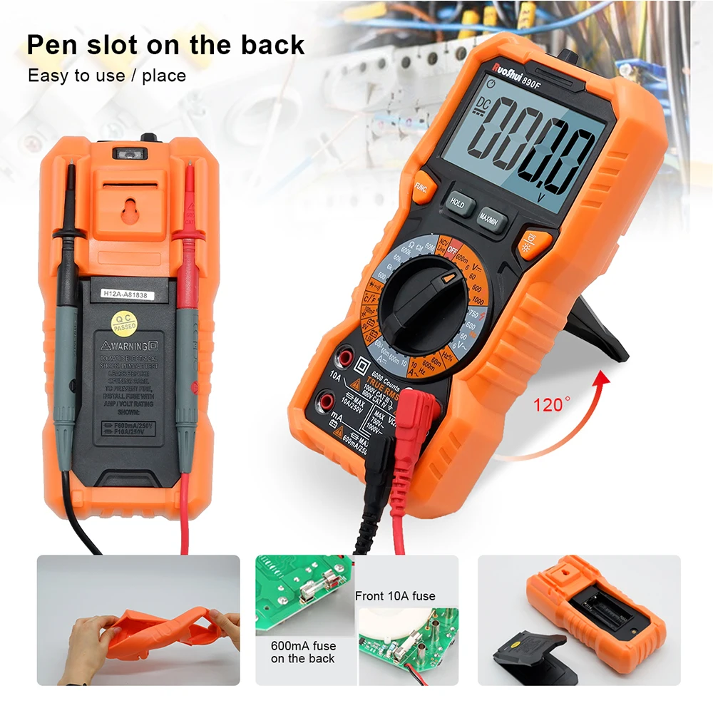 Digital Multimeter Professional Ohm Frequency High Precise AC DC Current 6000 Counts Ohm Hz NCV Live Multimetro Voltage Meter