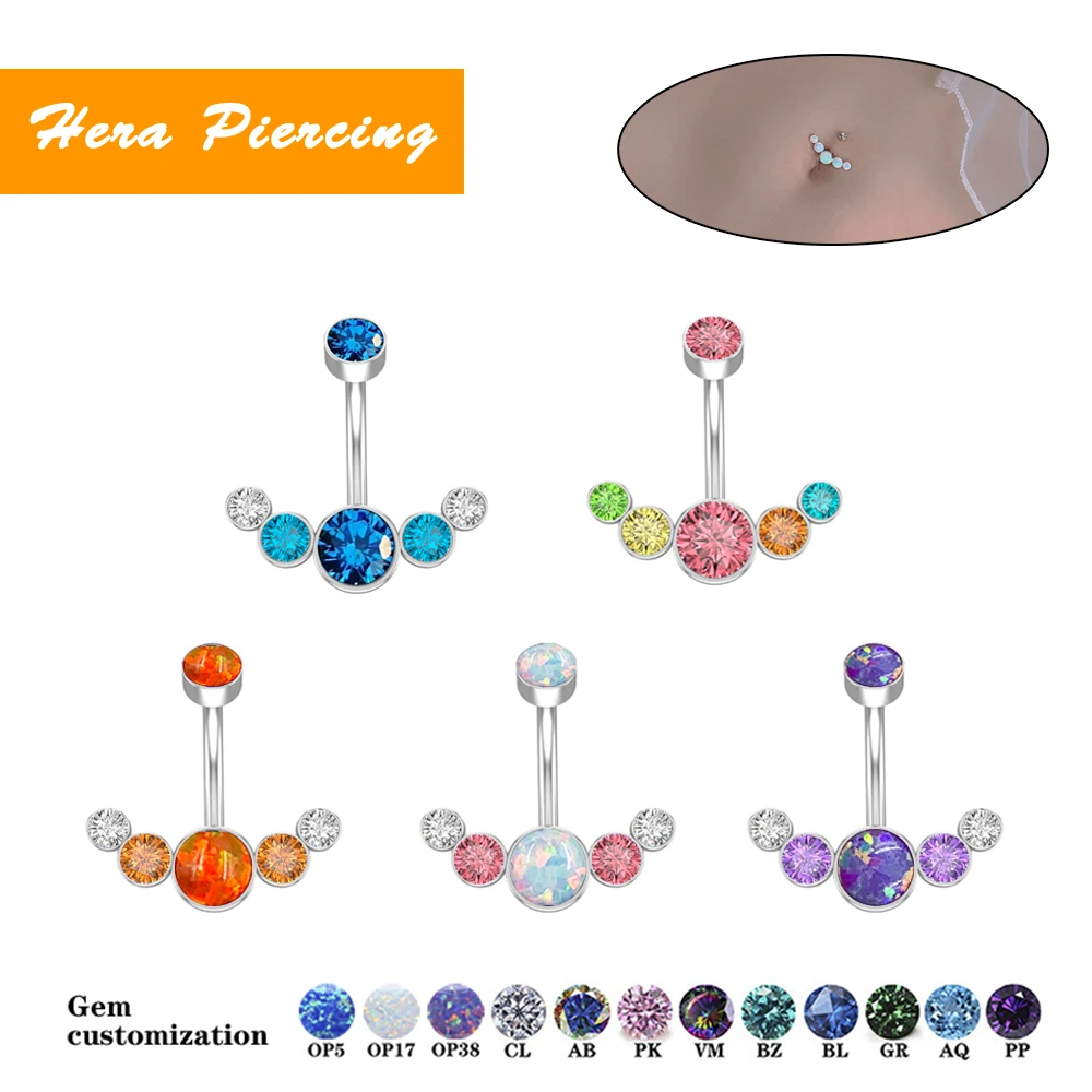 

Fashion G23 Titanium Opal Gemstone Ring Belly Button Belly Button Ring Piercing Nombril Ombligo Piercing Sexy Glamorous Jewelry