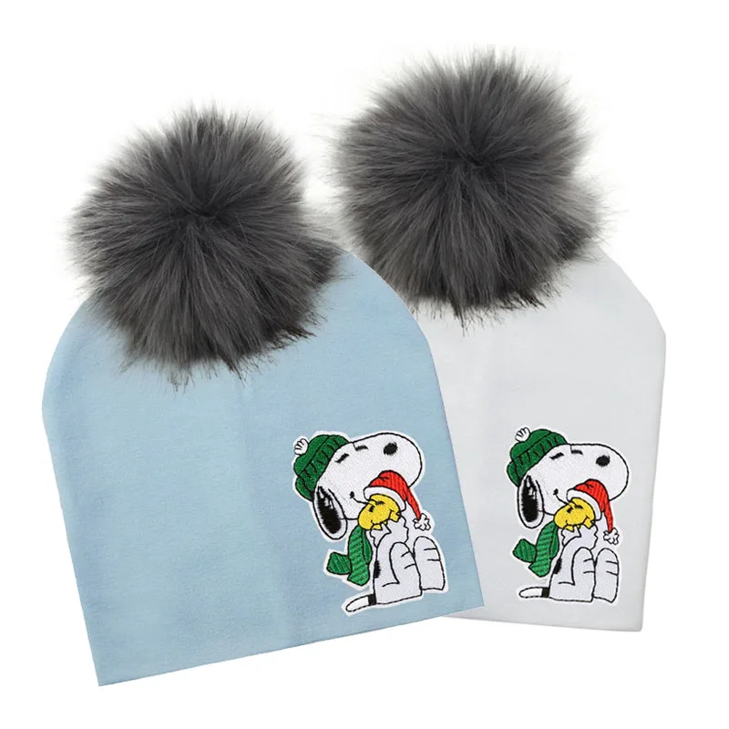 New Baby boy girl pompom Hat cartoon embroidery sticker Toddler newborn Beanie Spring Autumn Winter Children's kids beanies | Детская