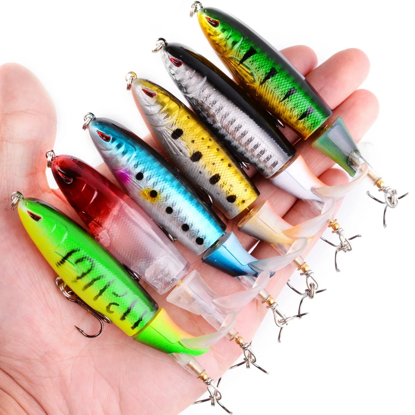 

1 Pcs Top Water Popper 10cm 13g Fishing Lure Hard Bait Wobblers Rotating With Rotating Tail Fishing Tackle