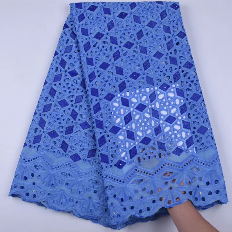 

High Quality African 100% Cotton Swiss Voile Lace In Switzerland Black Dubai Breathe Stoned Cotton Lace Fabrics For Dress F1710