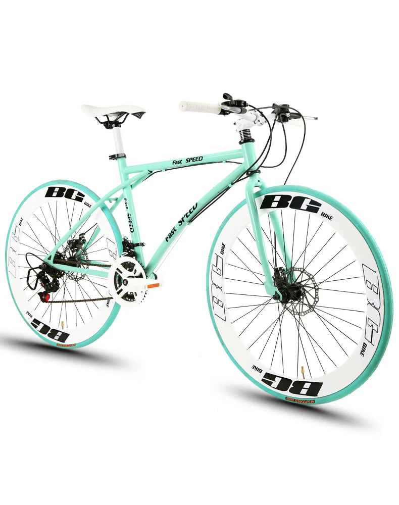 Variable Speed Fixed Gear Bike Men's Bicycle Road Racing Double Disc Brake Inflatable Solid Tire Adult Airless | Спорт и