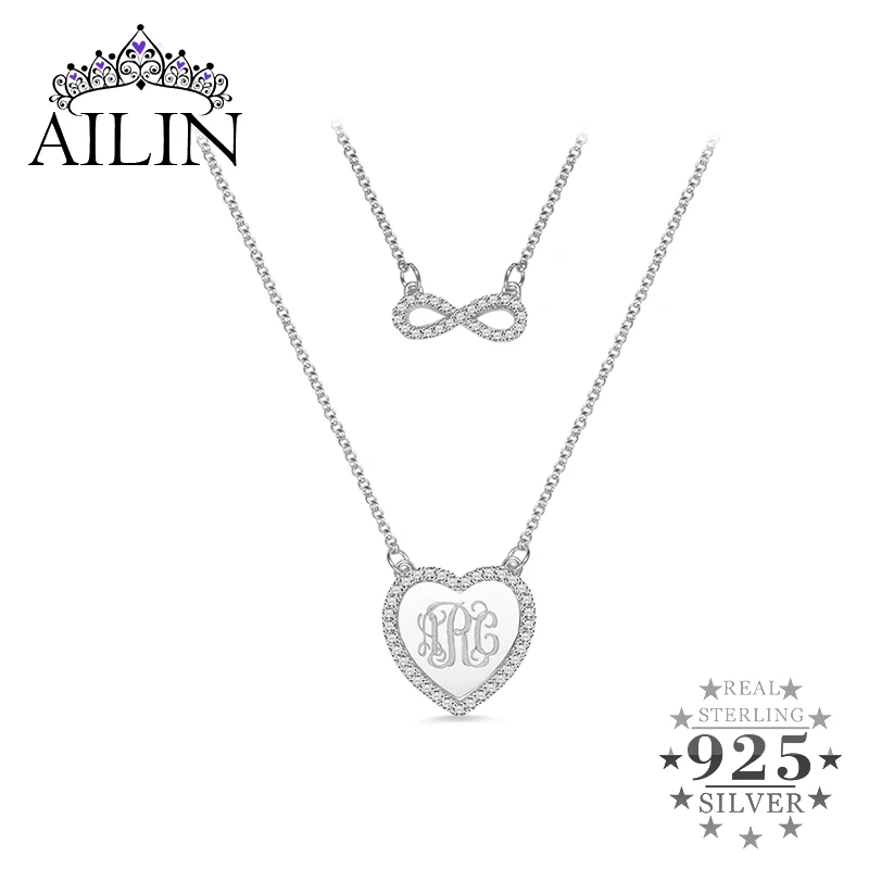 AILIN женское Двухслойное ожерелье из стерлингового серебра со знаком