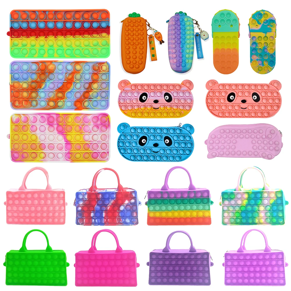 

Pencil Case Pops Its Push Bubble Fidget Toys Push Bubble Stress Popsits Relief Squeeze Toy Antistress Soft Squishy Toys Popper