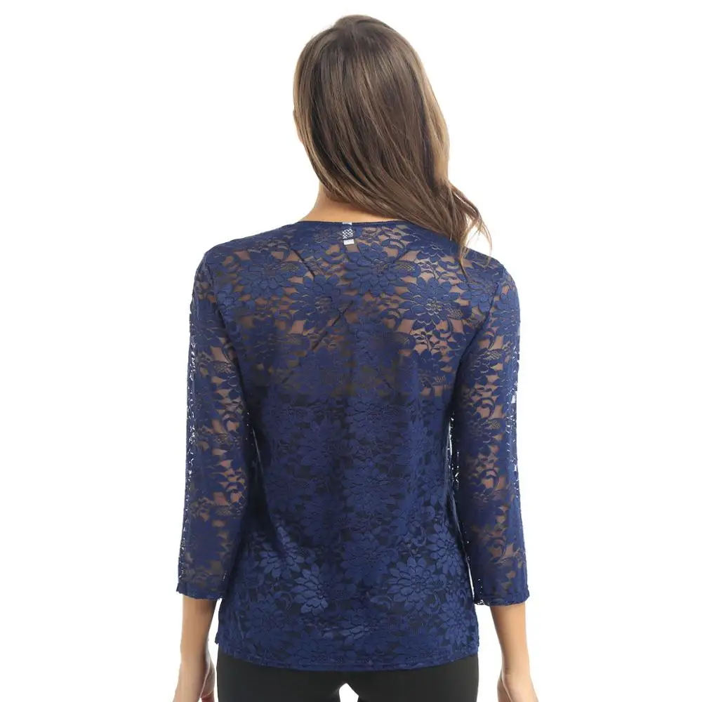 Женский кружевной кардиган открытые топы с рукавами 3/4 и V образным