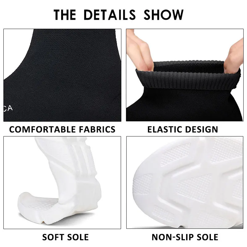 

Breathable Men Socks Shoes High Top Leisure Sneakers Women's Trainers Sports Skateboarding Shoe Large Size 35-47 Soft Sole