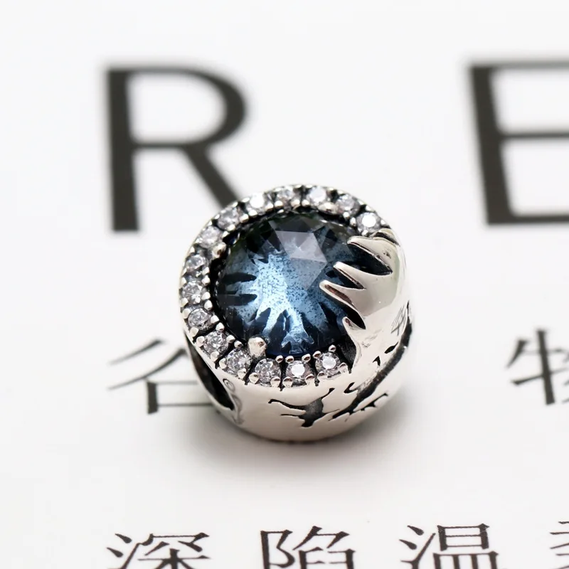 Женский браслет принцессы из стерлингового серебра 925 пробы голубой прозрачный с