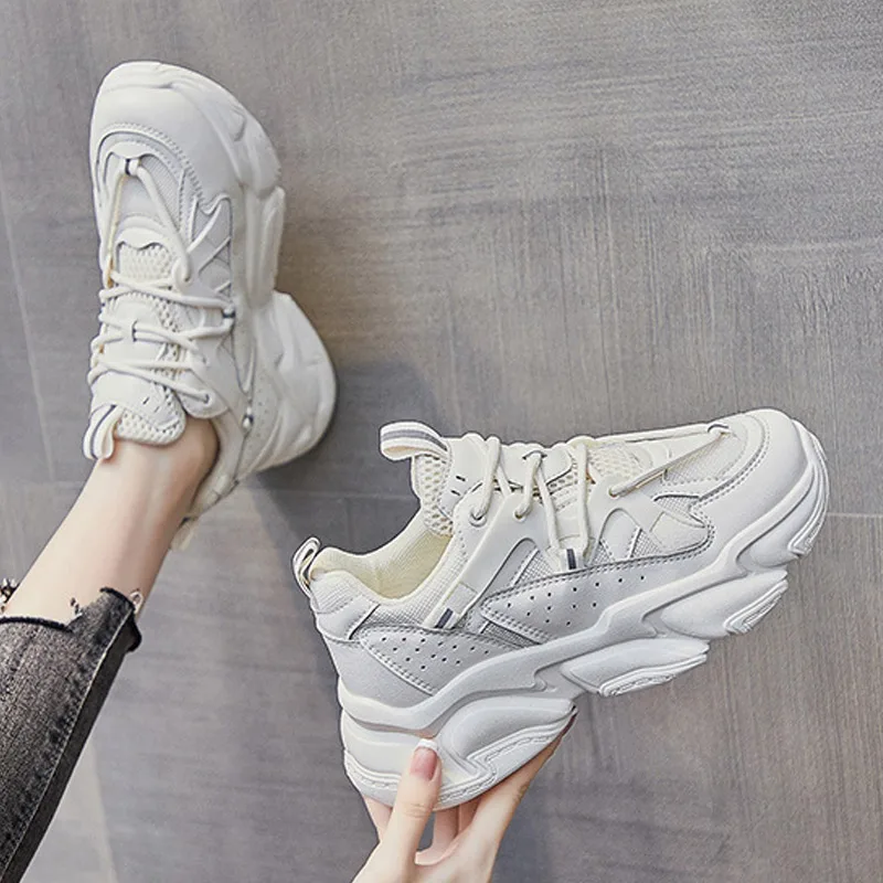

Women Sneakers Casual Women's Running Shoes Lace Up Fashion New Female Platform Thick Sole Breathable Ladies Vulcanize Shoes