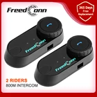 FreedConn 2 комплекта TCOM-VB 800 м мотоцикл система внутренней связи по Bluetooth для шлема гарнитуры с FM радио Поддержка переговорное устройство