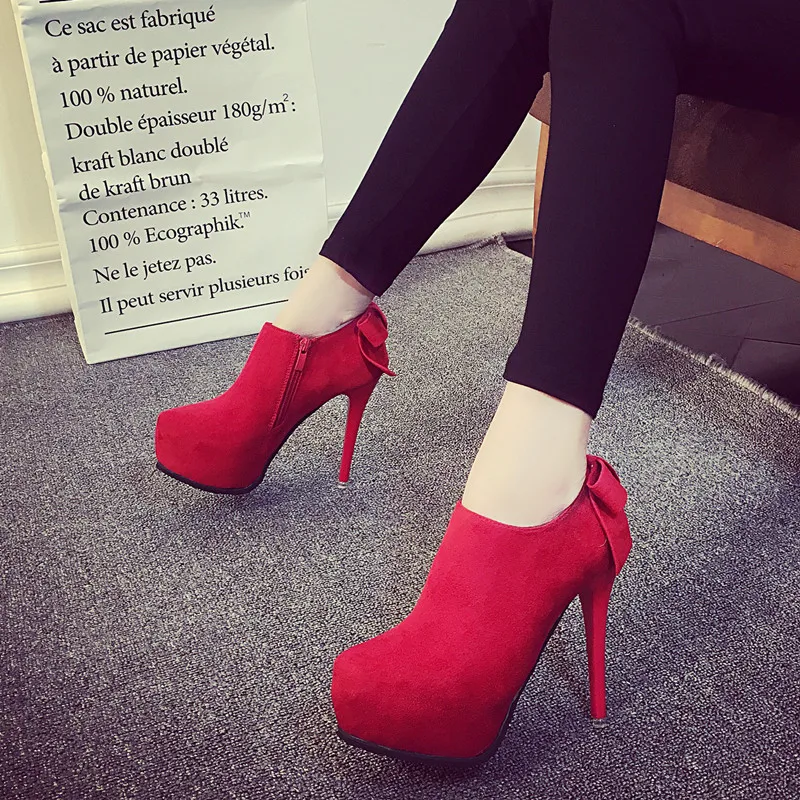 Женские Ботильоны на каблуке шпильке красные свадебные туфли из микрофибры с