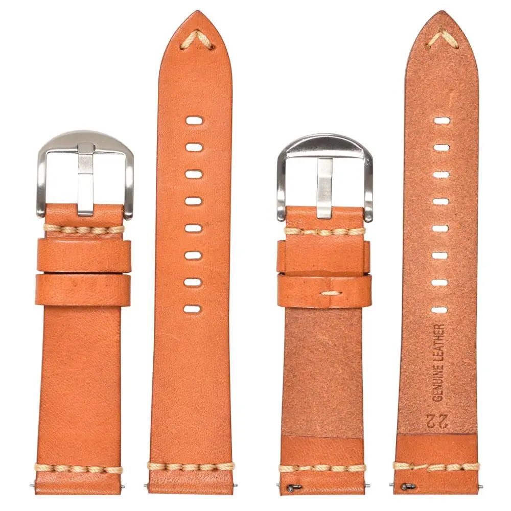 BEAFIRY Quick Release Vegetable Tanned Leather Watch Band 24mm 22mm 20mm Single Layer Leather Brown Straps Handmade Watchbands