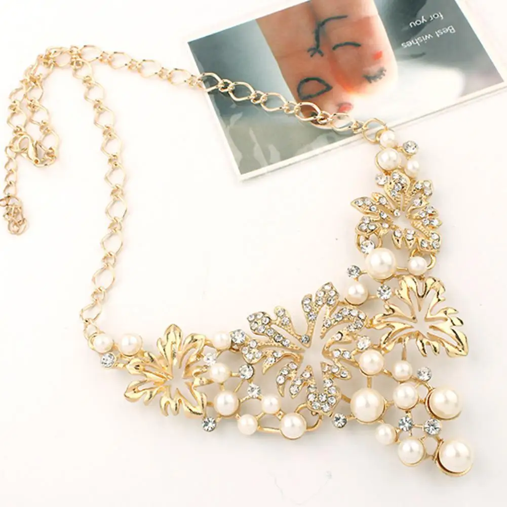 Женский сплав в форме листа с бриллиантами жемчужное ожерелье женский корейский
