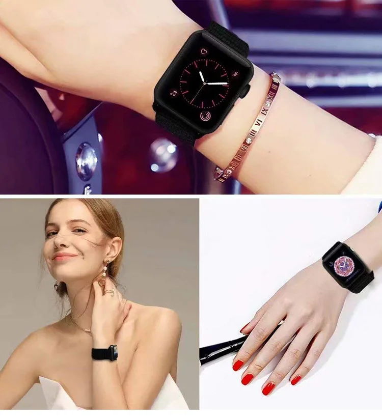 Ремешок для Apple Watch 5 4 3 2 40 мм 44 38 42 нейлоновый мягкий дышащий сменный ремешок петля