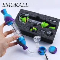 8pcs silicone dabs pipe kit dabber jar container 10mm titanium nail tool dual purpose smoke tube dry herb cigarette accessories