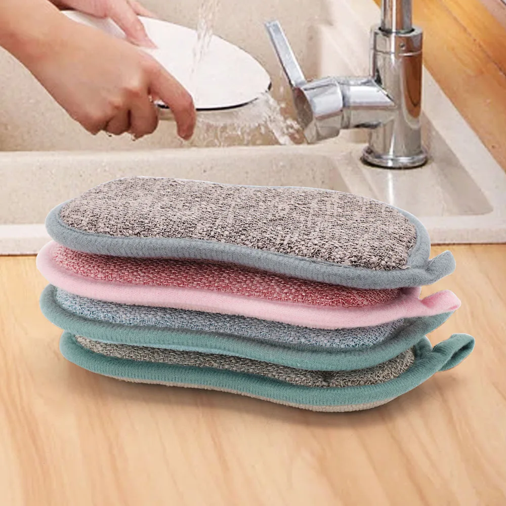 

Scouring Pad Dish Brush Double Sided Reusable Cleaning Magic Sponges Cloth Wipers Decontamination Dish Towels Kitchen Items