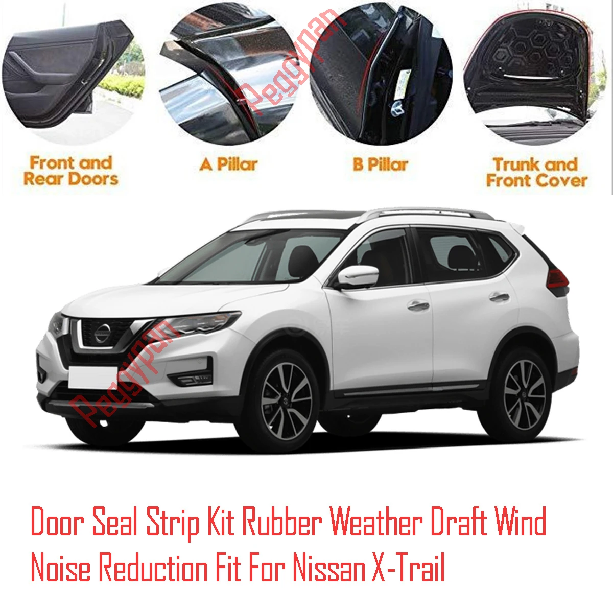 Door Seal Strip Kit Self Adhesive Window Engine Cover Soundproof Rubber Weather Draft Wind Noise Reduction Fit For Nissan X-Trai