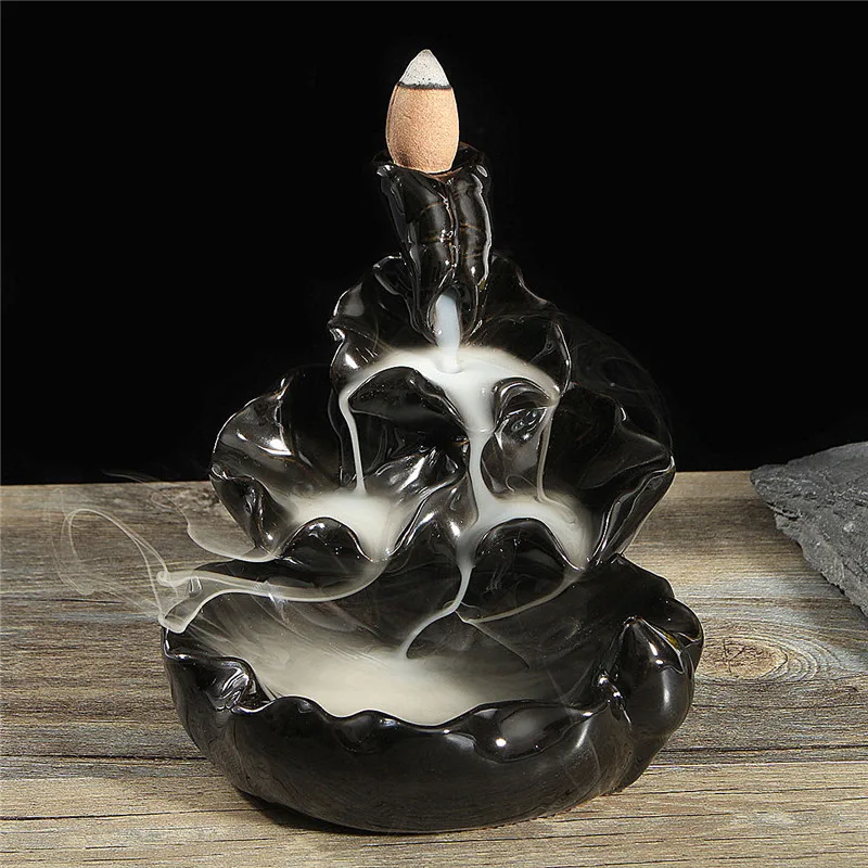 

Handmade Porcelain Ceramic Incense Burner Holder with 10 Backflow Incense Burner Buddhist Decoration Home Aromatherapy Gift