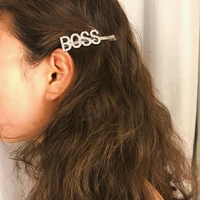 fashion 1pc rhinestone letters hair pin unique sign boss barrette for women crystal hair clip letter accessory hair jewelry