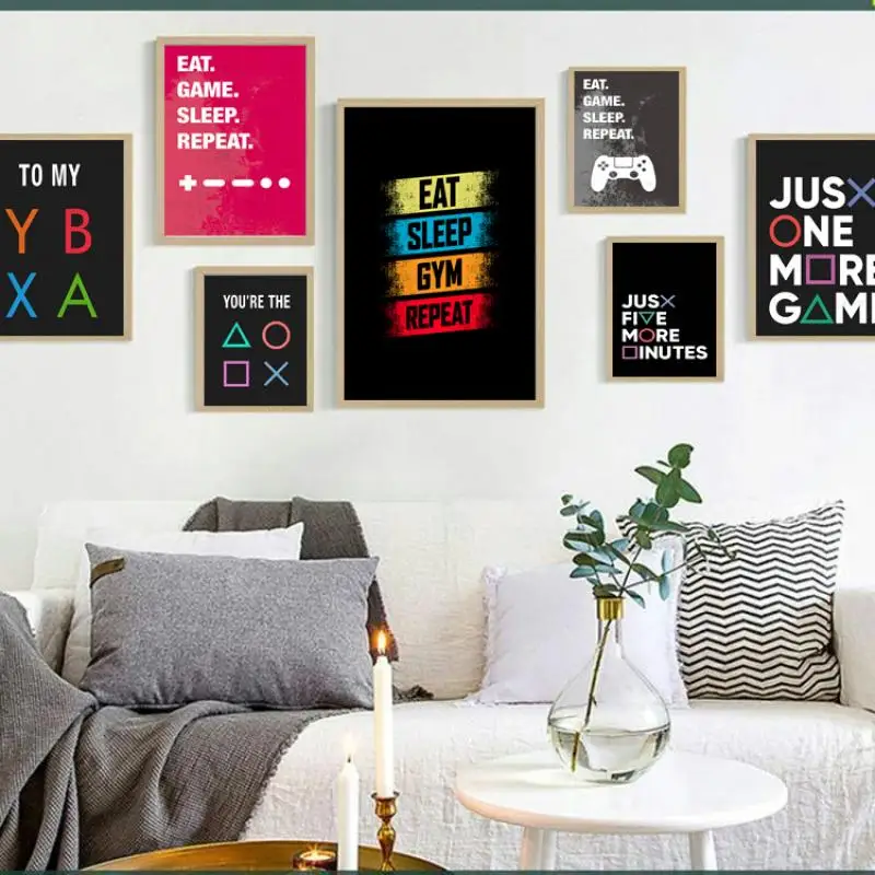 

Modern Abstract Colorful Video Game Posters and Prints Wall Art Canvas Painting Game Boy Room Decoration Living Room Decor Mural