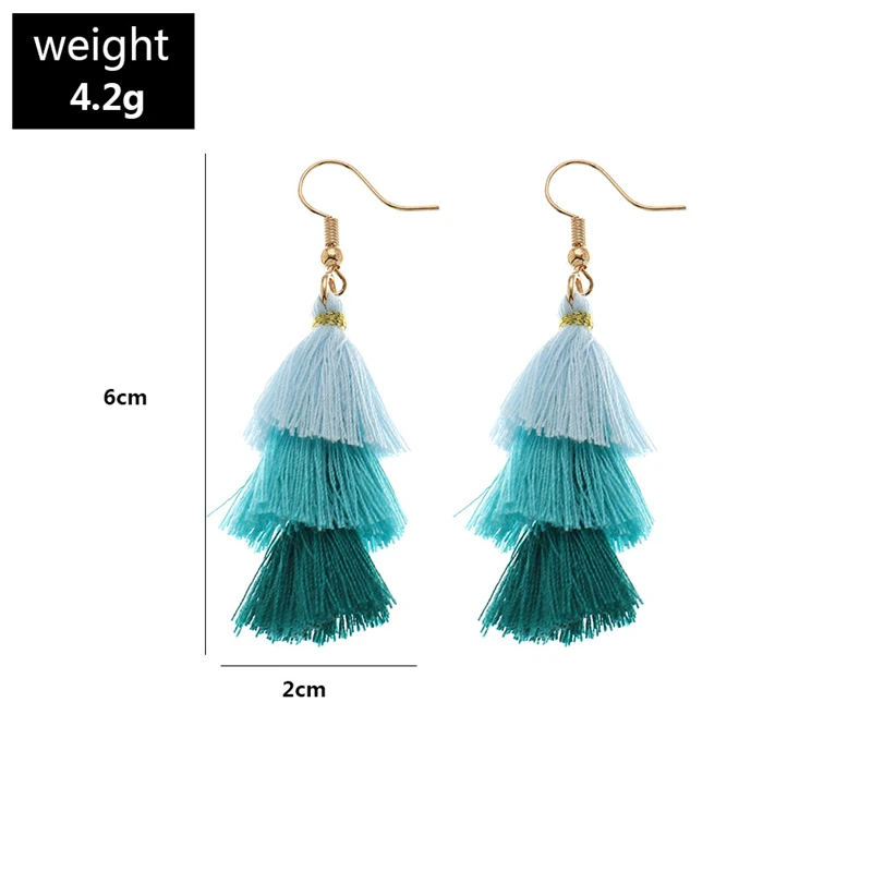 

Bohemia Multilayer Tassels Drop Earrings For Women Jewelry Statement Simple Trendy Boho Colorful Tassel Earring Gifts