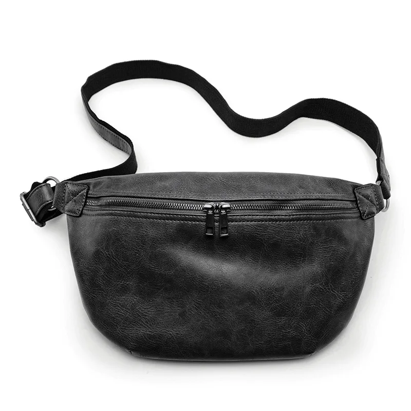 

Vinatge Soft PU Leather Messenger Bag Mens Crossbody Bag Men's Shoulder Bag Double Zipper Waist Packs Male Chest Bag Handbag