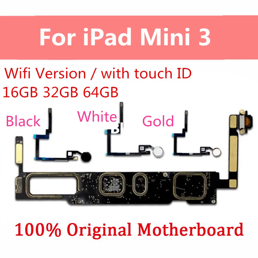 Материнская плата Clean iCloud с Wi-Fi версией для iPad Mini 3 с/без Touch ID оригинальная